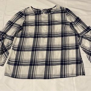 J. Crew MERCANTILE Plaid Blue and White Top. Size 4. Excellent Conditions.